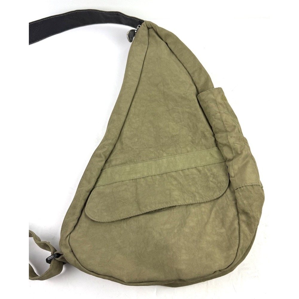 AmeriBag Healthy Back Bag Khaki Olive Nylon Sling Backpack Shoulder Bag Medium